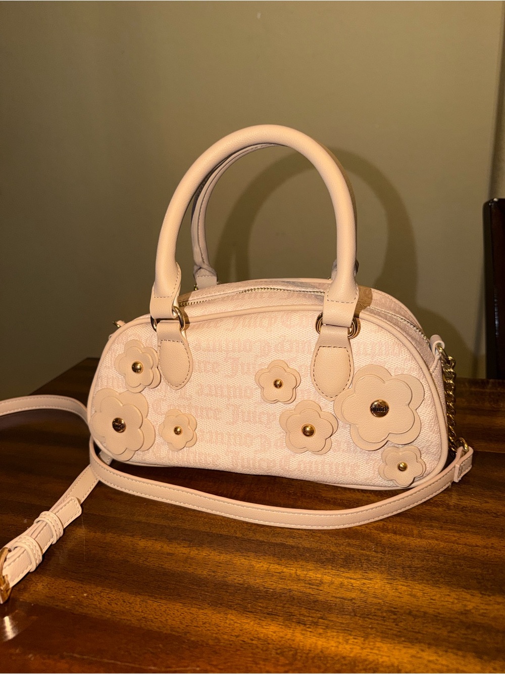 Juicy Couture Women's Small Bowler Purse with Floral Accents - Picture 2 of 4